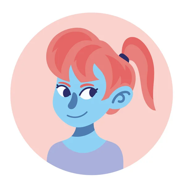 Femme Bleue Avec Caractère Cheveux Roses — Image vectorielle