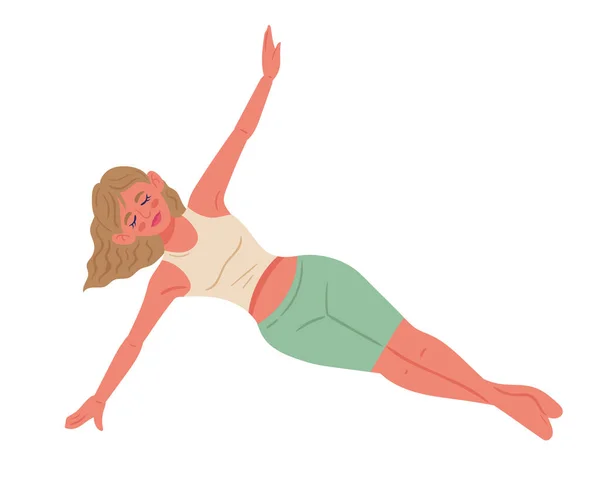 Yoga Pozisyonundaki Kadın Karakter — Stok Vektör