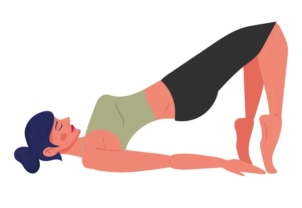 Woman Bridge Yoga Position Character — Stock Vector