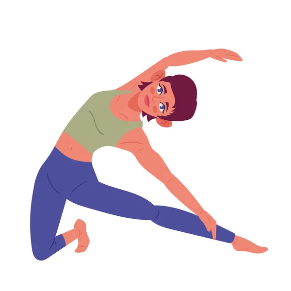 Mujer Triángulo Yoga Posición Carácter — Vector de stock