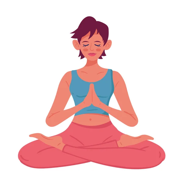 Frau Lotus Yoga Position Charakter — Stockvektor