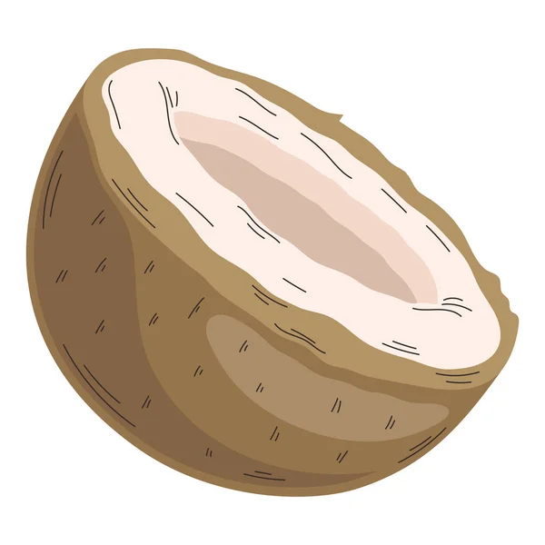 Pół Kokosowe Owoce Zdrowa Ikona — Wektor stockowy