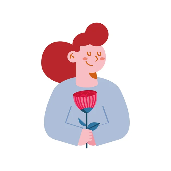 Femme Caractère Rose Rouge — Image vectorielle