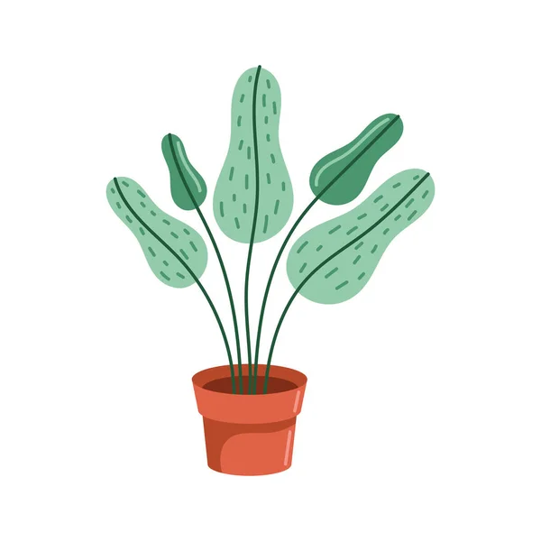 Plante Intérieur Pot Orange Icône — Image vectorielle