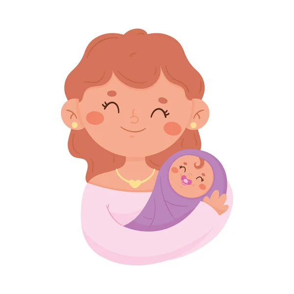 Mãe Bebê Amor Personagens — Vetor de Stock