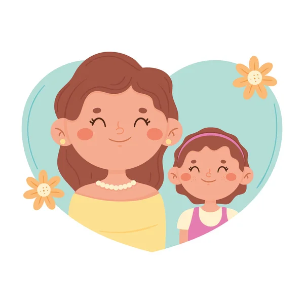 Mutter Und Tochter Herzen — Stockvektor