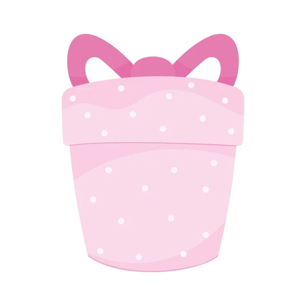 Pink Gift Box Present Icon — Stock Vector