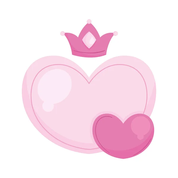 Розовое Сердце Иконой Короны — стоковый вектор