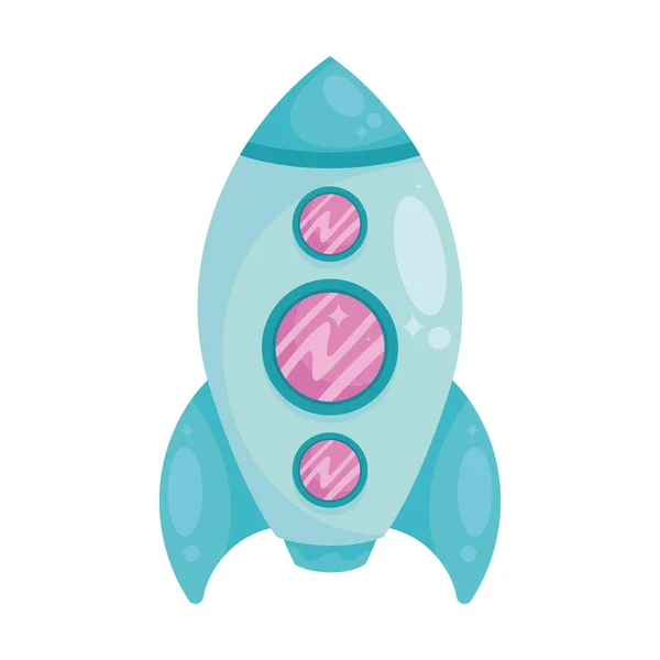 Blue Rocket Space Launch Icon — Stock Vector