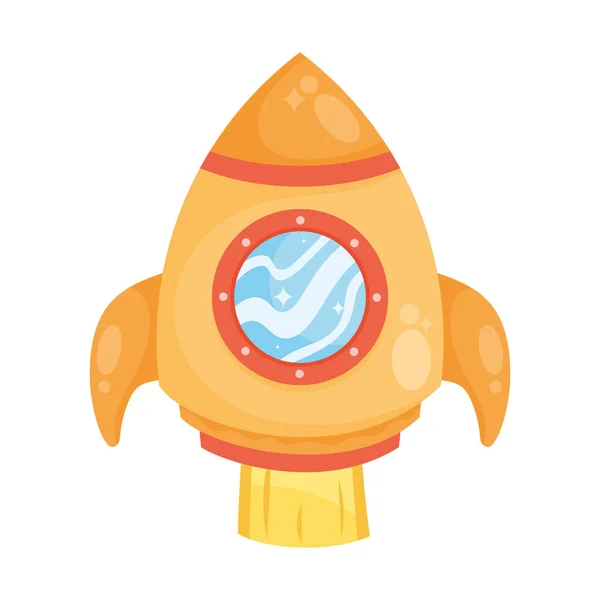 Orange Rocket Space Launch Icon — Stock Vector