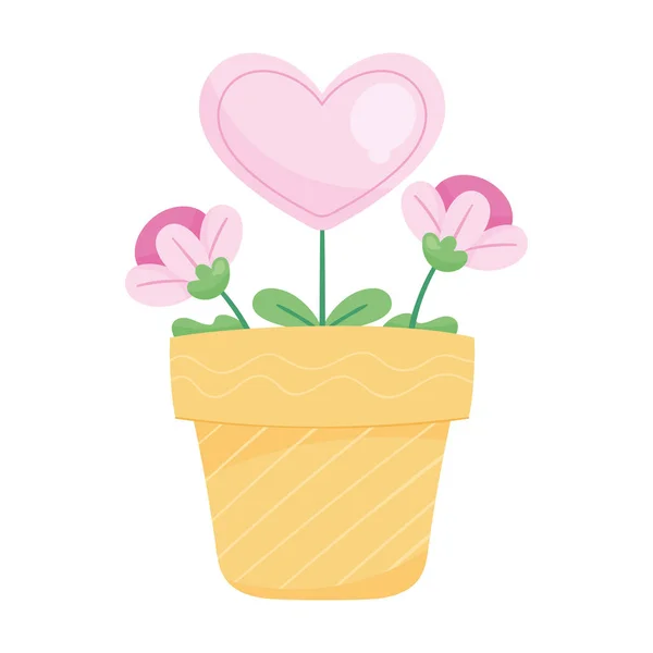 Coeur Plante Intérieur Dans Icône Pot — Image vectorielle