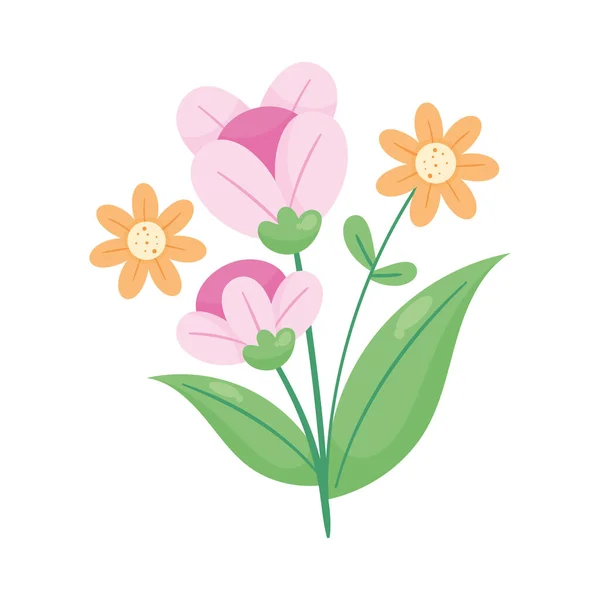 ピンクと黄色の花の庭 — ストックベクタ