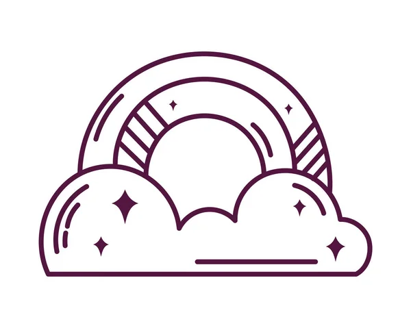 Arco Íris Nuvens Doodle Ícone Isolado — Vetor de Stock