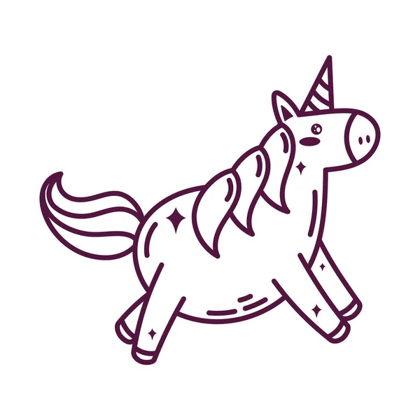 Alegre Mascota Unicornio Corre Garabato Icono Aislado — Archivo Imágenes Vectoriales