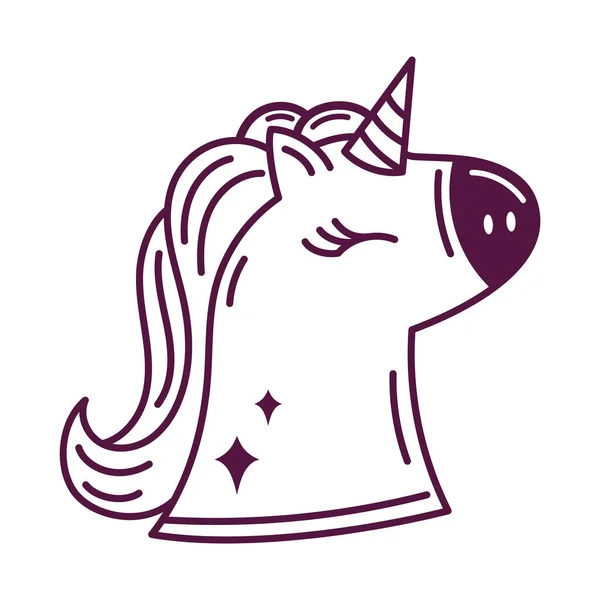 Ikon Corat Coret Unicorn Ceria Terisolasi - Stok Vektor