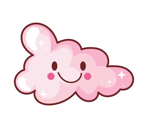Fluffy Cute Cloud Retro Nostalgic Icon Isolated — Stock Vector