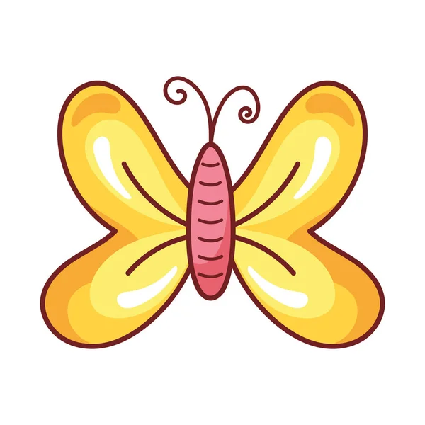 Světle Žlutý Motýl Retro Nostalgická Ikona Izolované — Stockový vektor