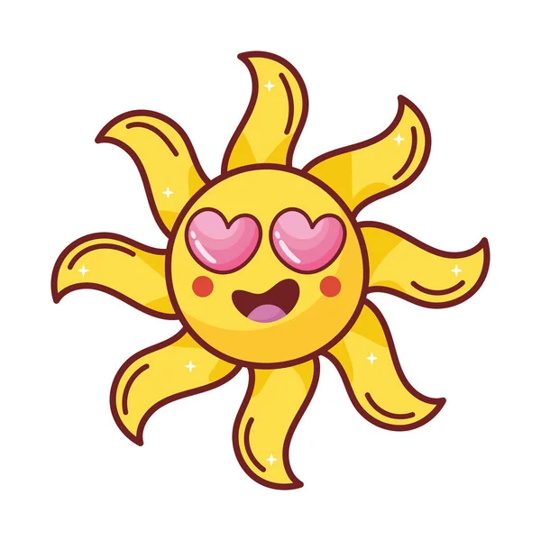 Cute Summer Sun Retro Nostalgic Icon Isolated — Stock Vector