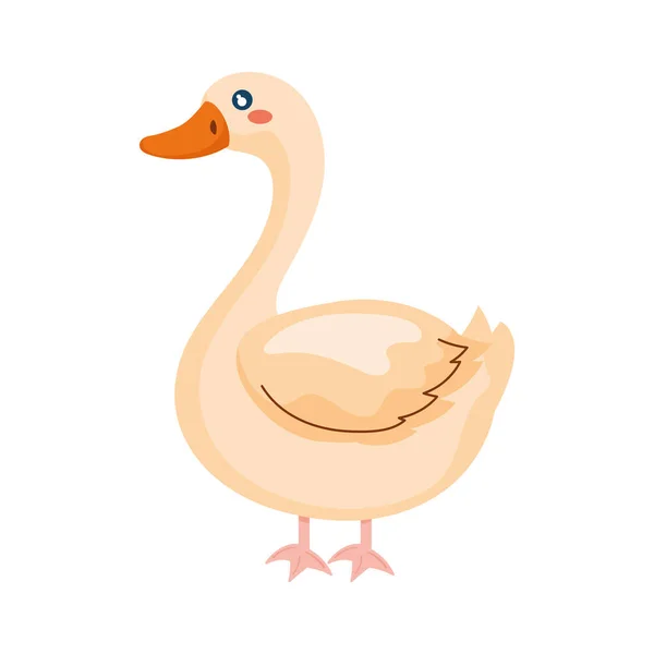Cute Farm Goose Icon Isolated — Stock Vector