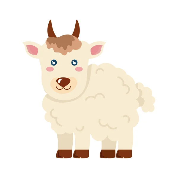 Goat Cartoon Farm Animal Farm Animal Icon Isolated — Stock Vector
