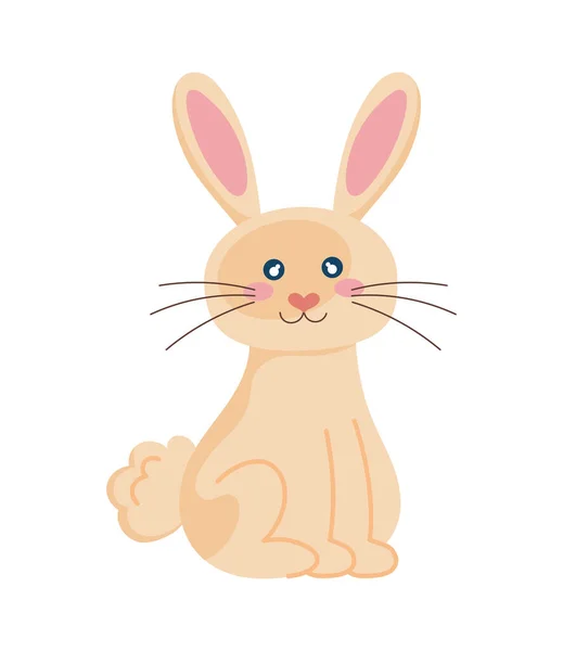Lindo Conejo Dibujos Animados Sentado Icono Aislado — Archivo Imágenes Vectoriales