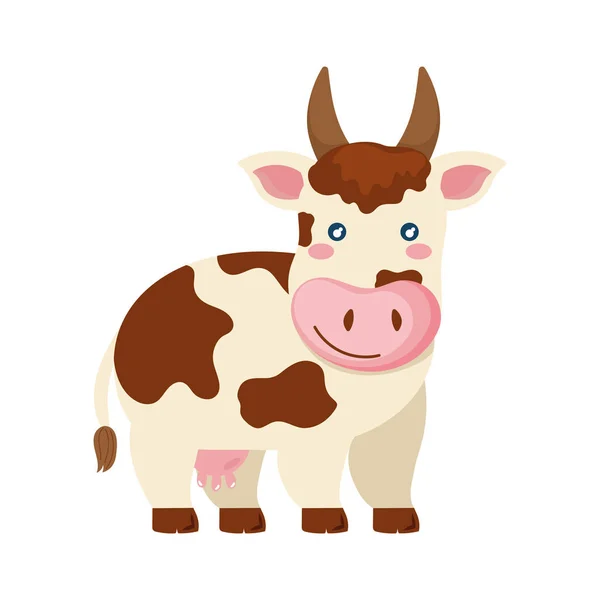 Linda Vaca Pie Animal Granja Icono Aislado — Vector de stock