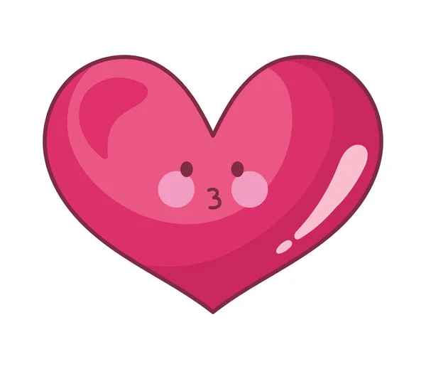 Romantic Cartoon Heart Kawaii Icon Isolated — Stock Vector