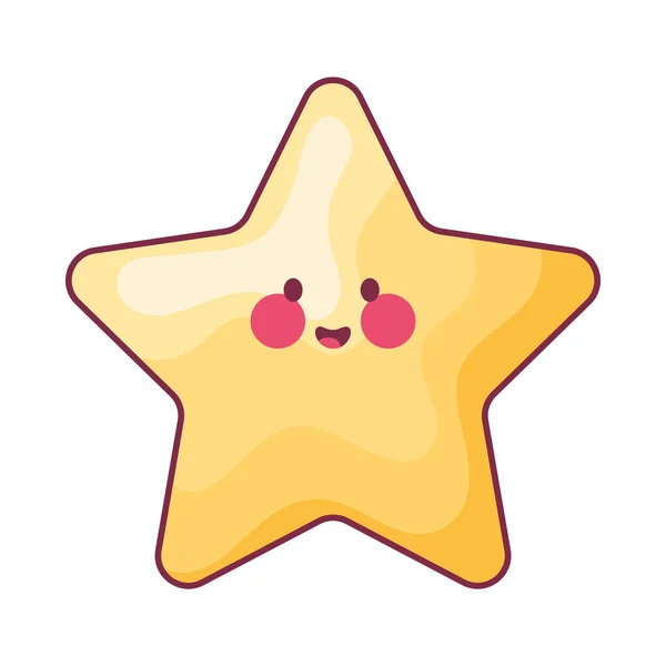 Alegre Mascota Estrella Amarilla Kawaii Icono — Vector de stock