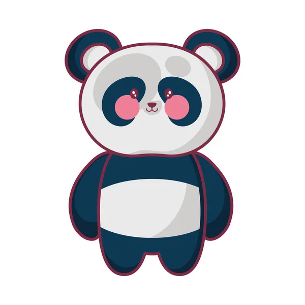 Alegre Panda Kawaii Ícone Fundo Branco Isolado — Vetor de Stock