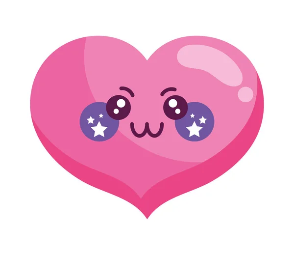 Love Heart Kawaii Icon Isolated — Stock Vector