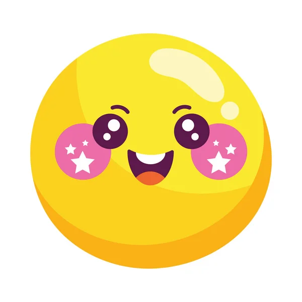 Leuke Mascotte Glimlachende Emoji Kawaii Pictogram Geïsoleerd — Stockvector