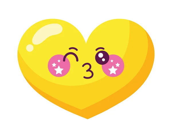 Veselý Roztomilý Láska Emoji Kawaii Ikona — Stockový vektor