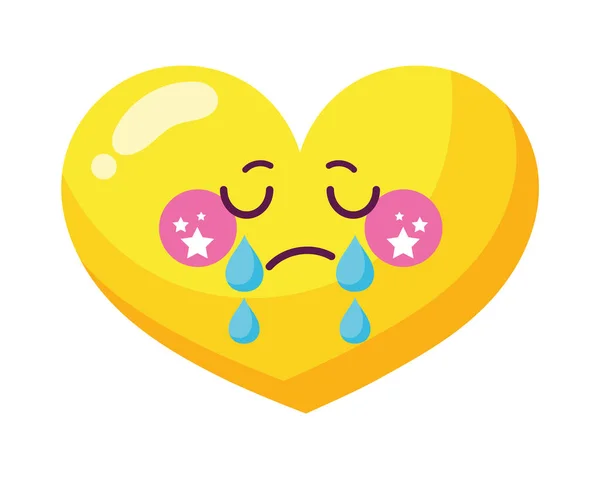 Kawaii Κλάμα Εικονίδιο Emoji Απομονωμένο — Διανυσματικό Αρχείο