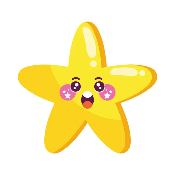 Kawaii Estrela Mascote Alegria Felicidade — Vetor de Stock