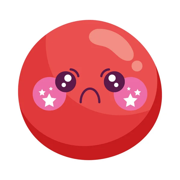 Kawaii Boos Emoji Mascotte Icoon Geïsoleerd — Stockvector
