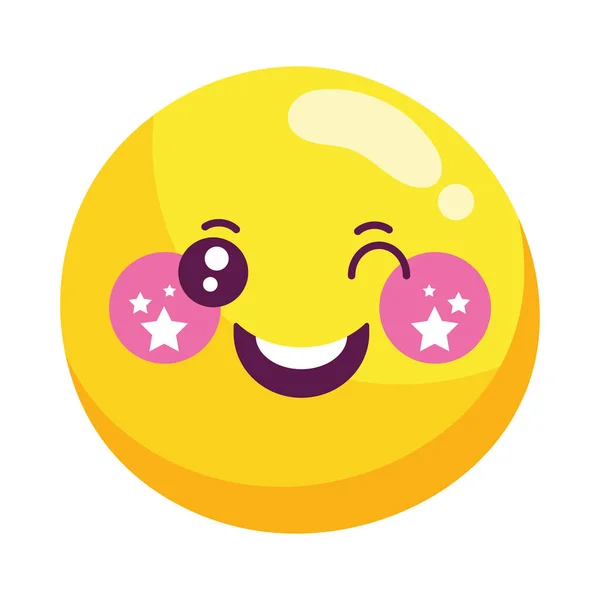 Guiño Emoji Kawaii Icono Aislado — Archivo Imágenes Vectoriales