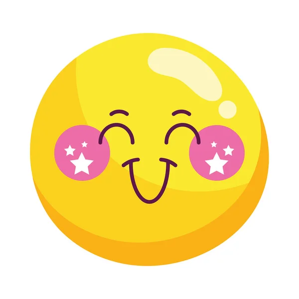 Emoji Sorrindo Desenho Animado Ícone Kawaii Isolado — Vetor de Stock