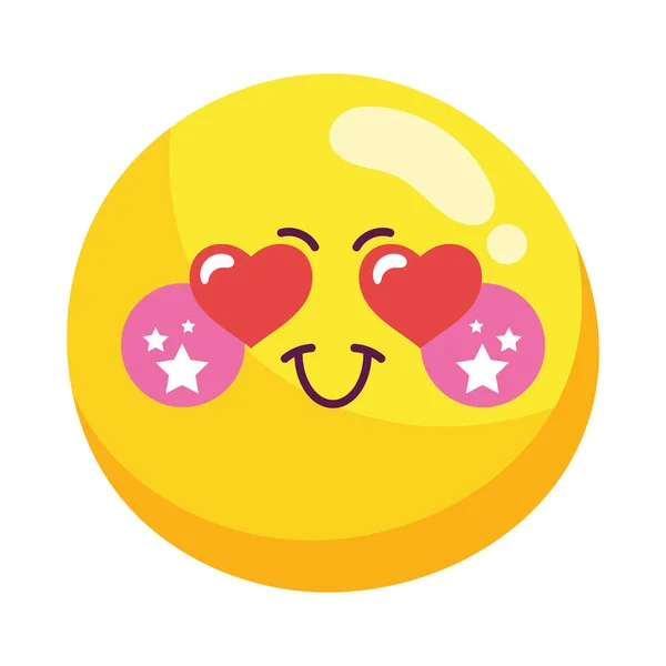 Emoji Söt Romantik Och Lycka Kawaii Ikon — Stock vektor