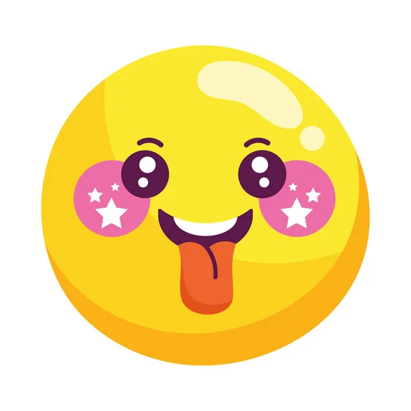 Sourire Langue Emoji Icône Kawaii — Image vectorielle