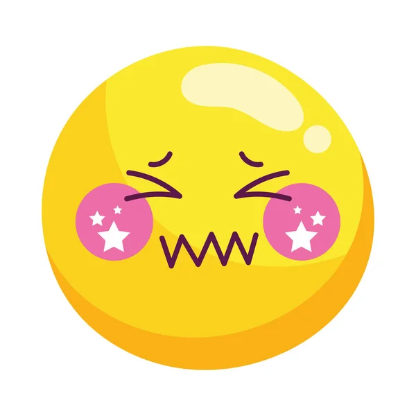 Ícone Avatar Kawaii Emoji Brilhante Isolado — Vetor de Stock