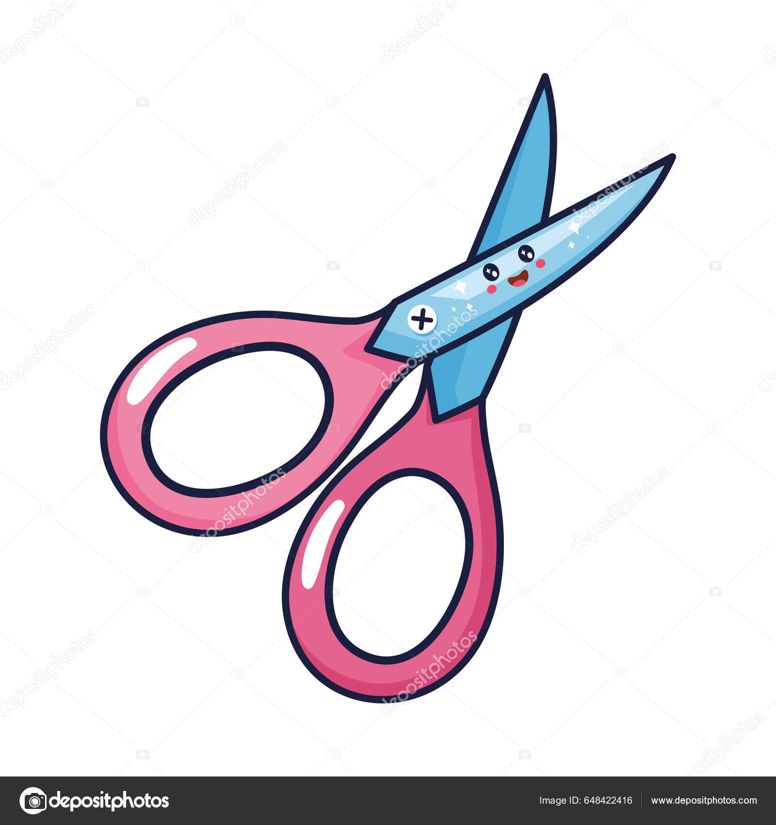 Cute Scissors Kawaii Icon Isolated Stock Vector by ©yupiramos 648422416, image size:1600x1700