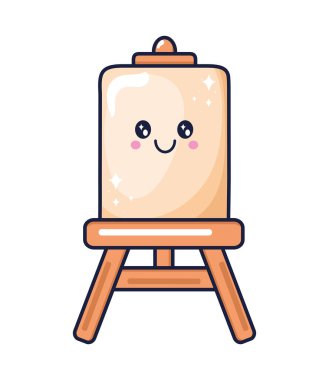 Neşeli maskot tuvali kawaii simgesi izole edildi