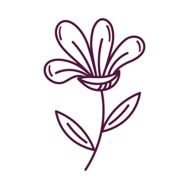 Taze çiçek doğa karalama simgesi izole