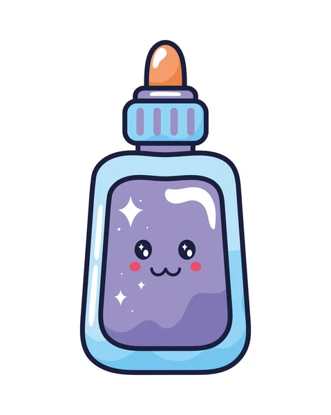 Cute Plastic Bottle Glue Kawaii Icon Isolated — Stock Vector
