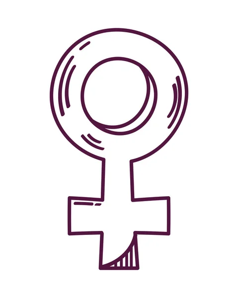 Feminino Símbolo Gênero Doodle Ícone Isolado — Vetor de Stock