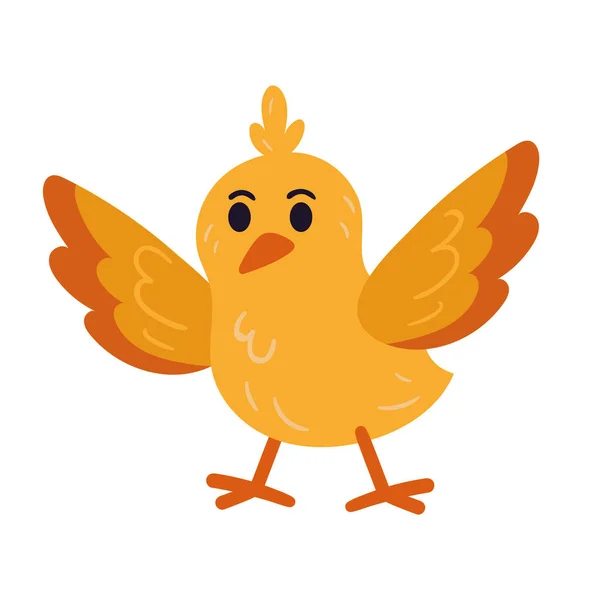Schattig Geel Chick Vliegen Pictogram Geïsoleerd — Stockvector