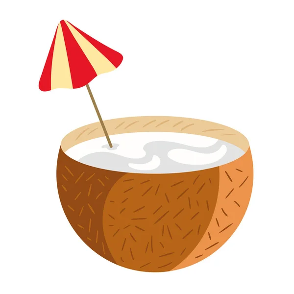 Tropický Kokosový Koktejl Ikona Izolované — Stockový vektor