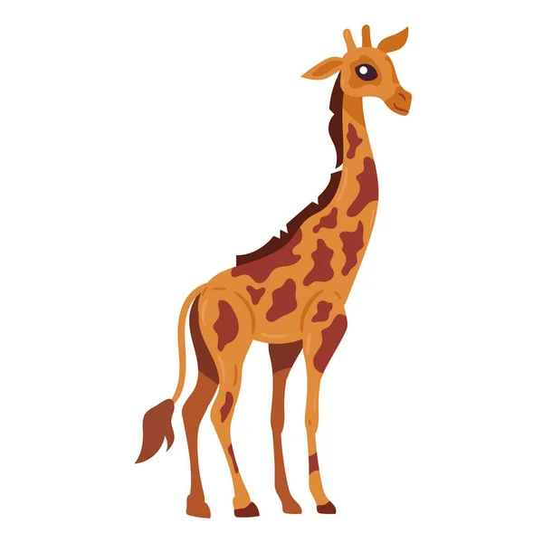 Söt Giraff Stående Vilda Djur Ikon — Stock vektor