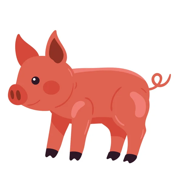 带有卷曲尾巴的可爱卡通小猪 国内头像 — 图库矢量图片