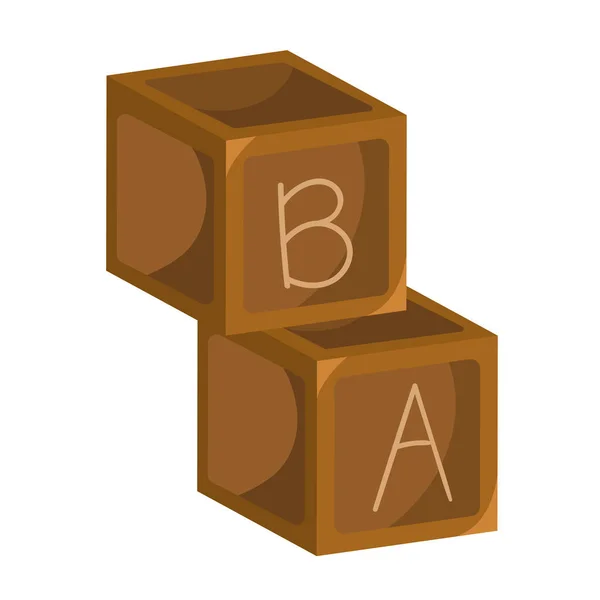 Alphabet Blockiert Holzspielzeug Ikone Isoliert — Stockvektor
